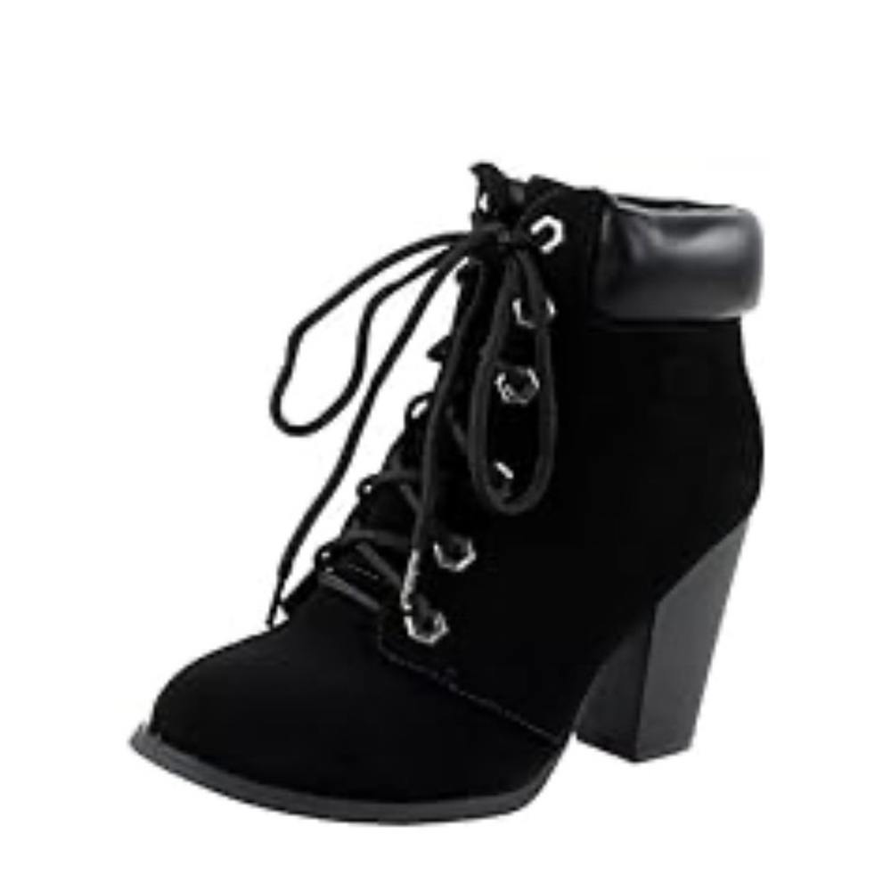 Black Suede Bootie Heel Size 10